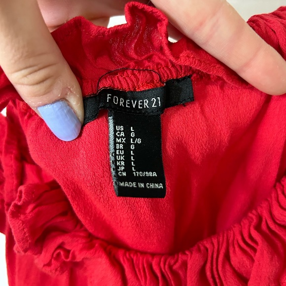 Forever 21 Red Ruffle Strap Tank Size Large - Picture 3 of 5